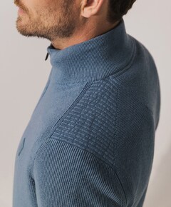 Heren trui met rits blauw