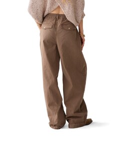 Wideleg Brisk cotton twill dames broek beige