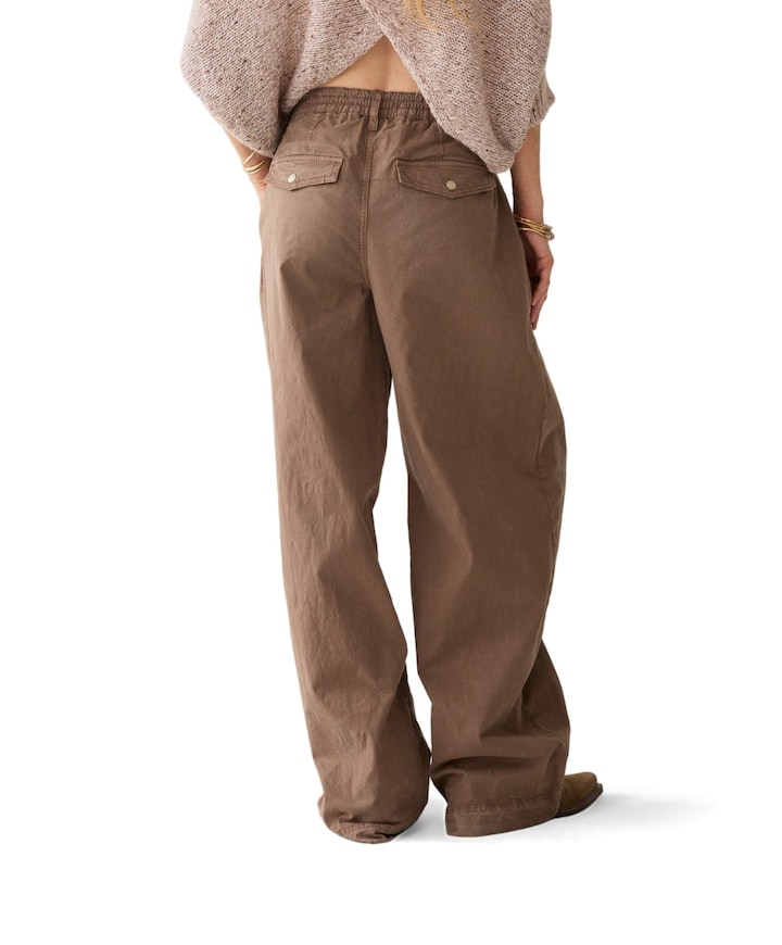 Wideleg Brisk cotton twill dames broek beige