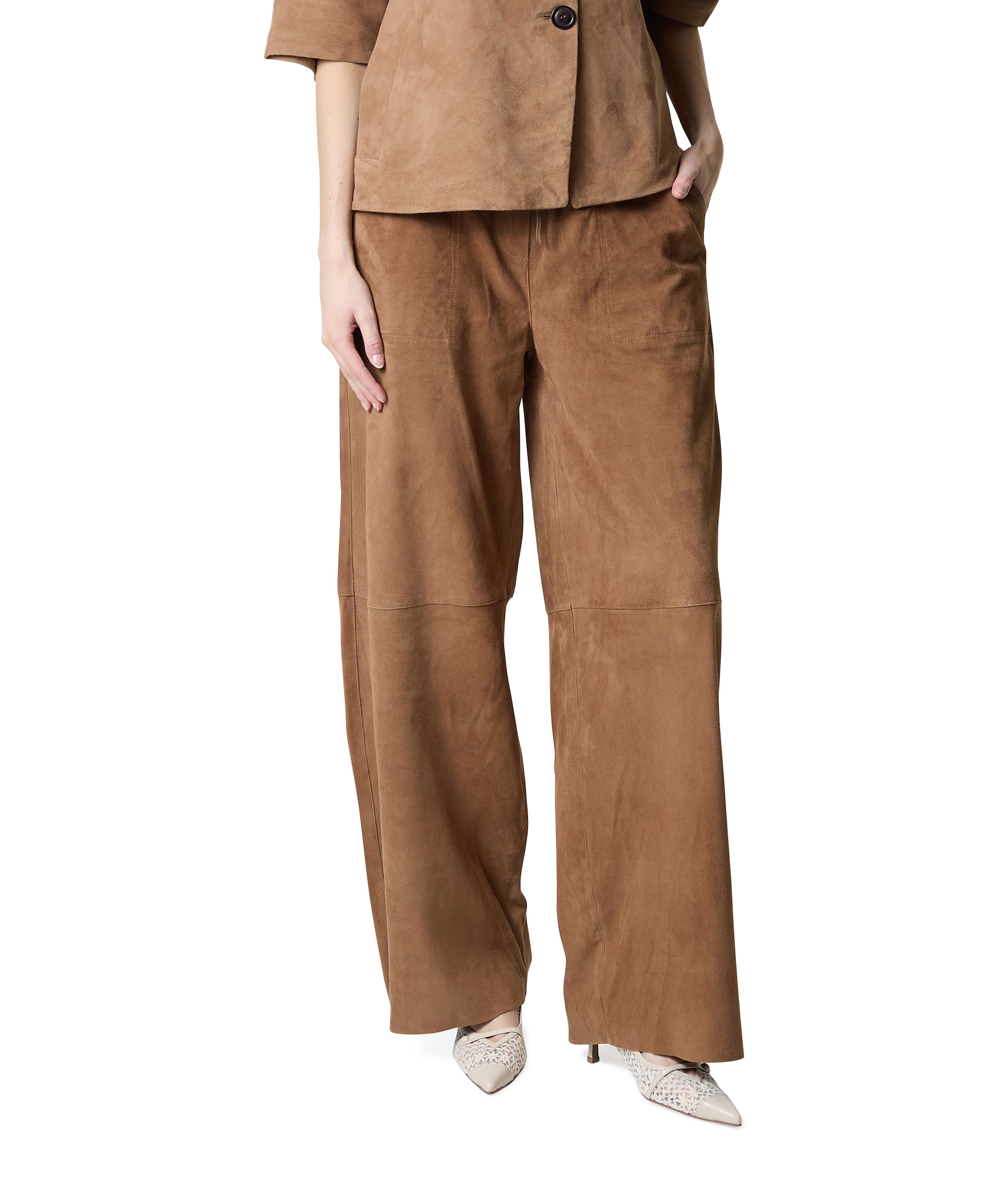 NADIA Goat Suede dames broek bruin