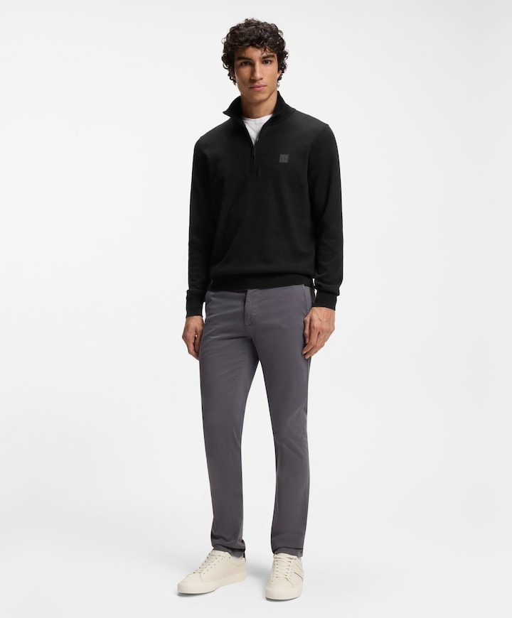 Heren trui met rits blauw