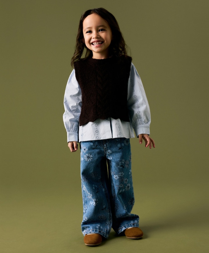 Meisjes blouse lange mouw blauw