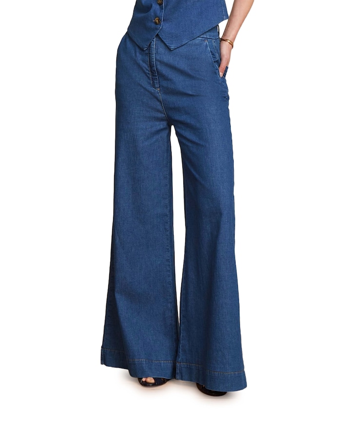Peppa Chambray dames broek blauw