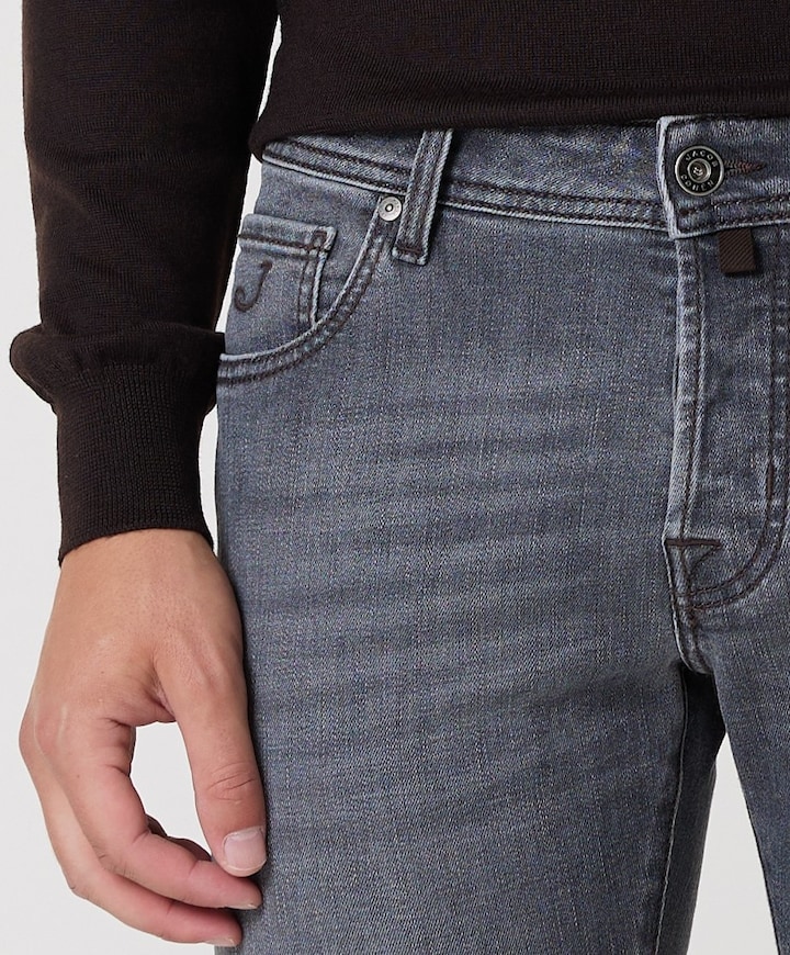 Nick Slim 5 pkt heren jeans grijs