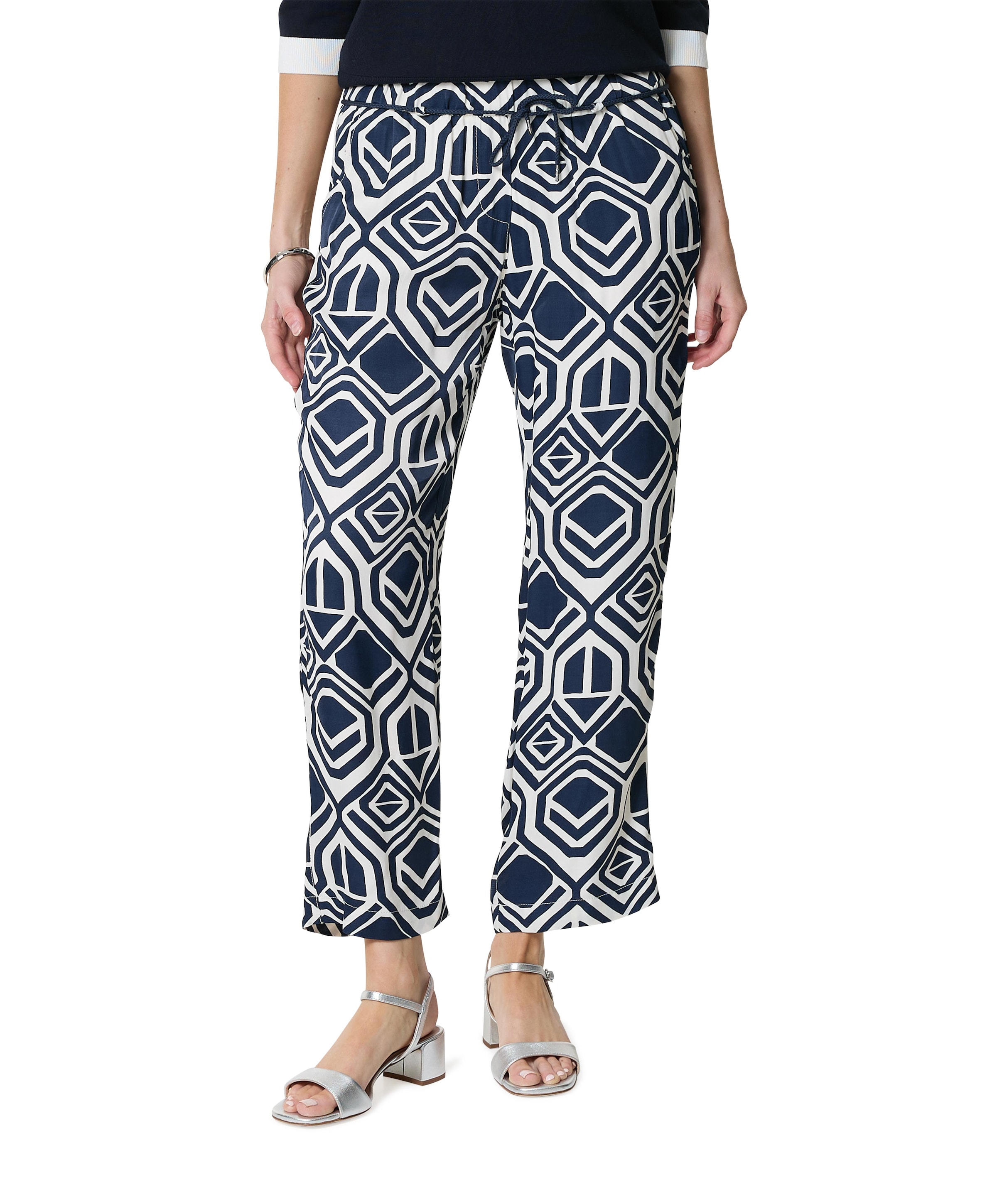 Pia Wide Chic 7/8 dames broek blauw