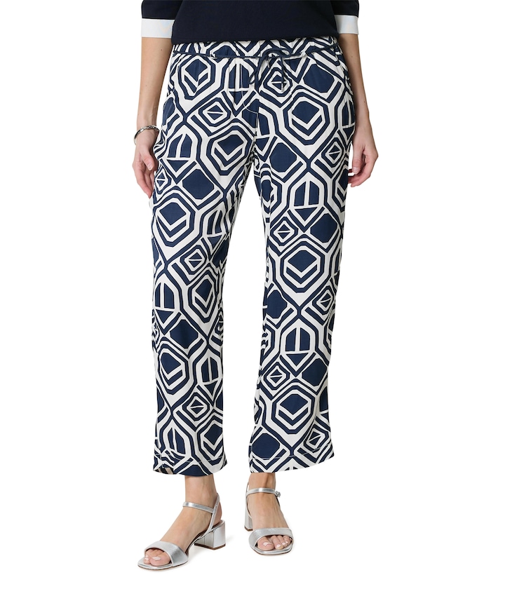Pia Wide Chic 7/8 dames broek blauw