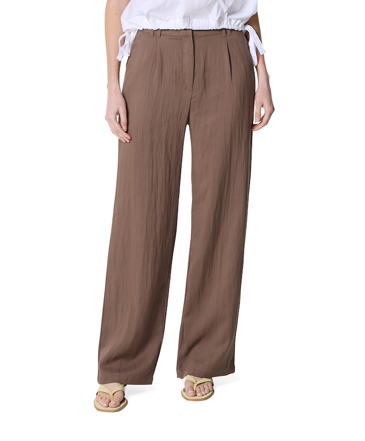 Woven wide leg trousers - L32 dames broek bruin