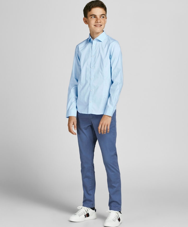 Jongens overhemd lange mouw blauw