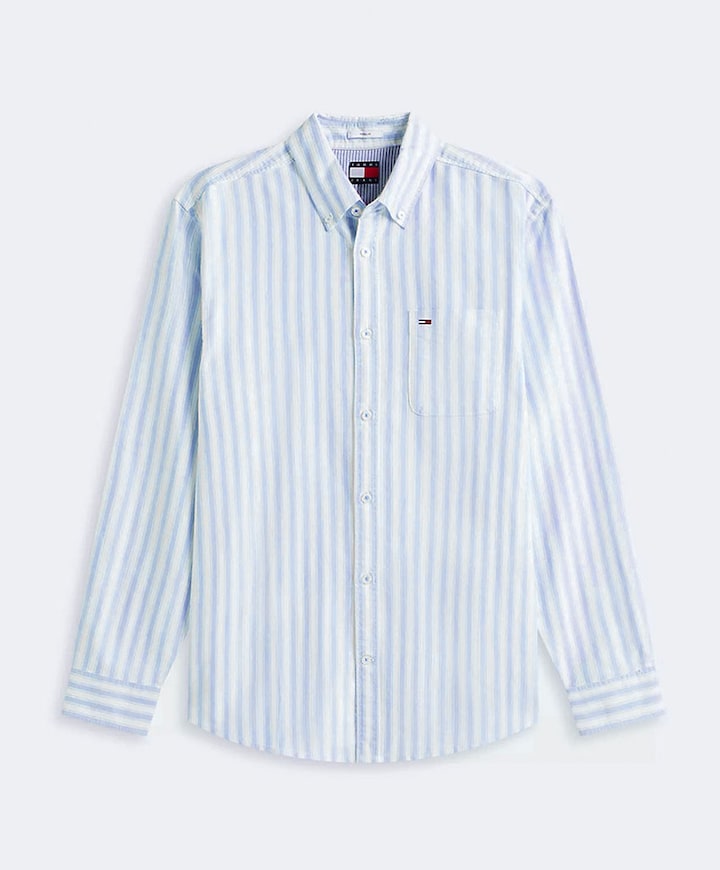 Heren overhemd lange mouw blauw