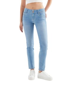 mid waist slim dames jeans blauw