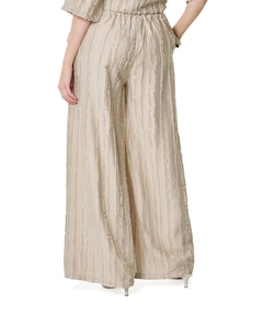 Wide leg structuur dames broek beige