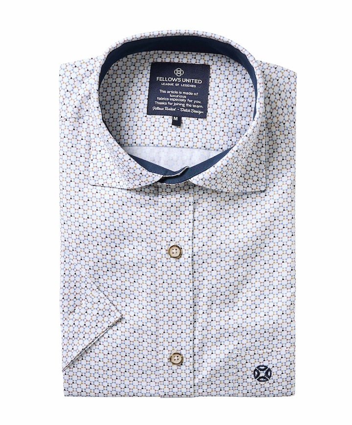 Heren overhemd korte mouw beige