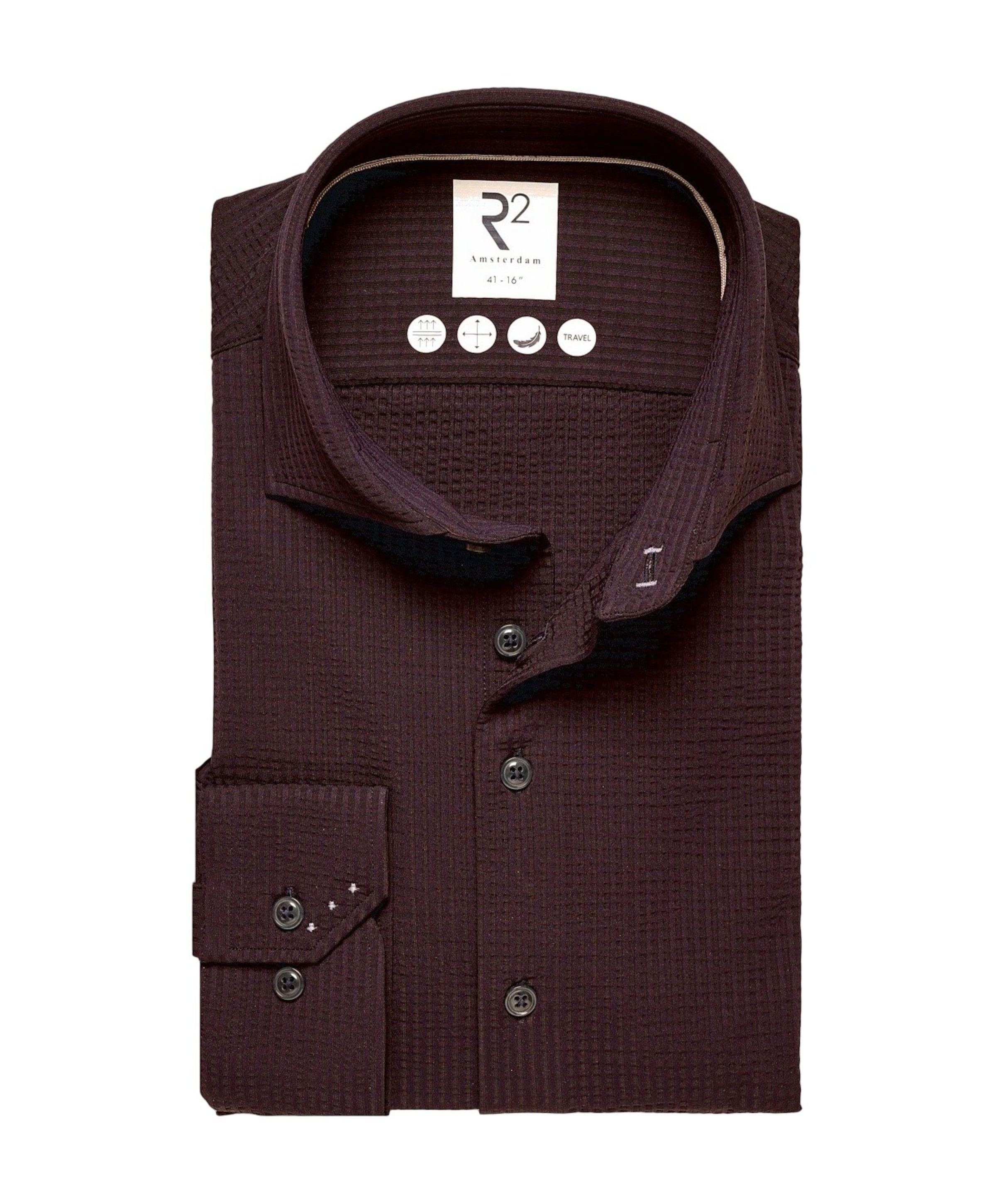 Heren overhemd lange mouw bordeaux