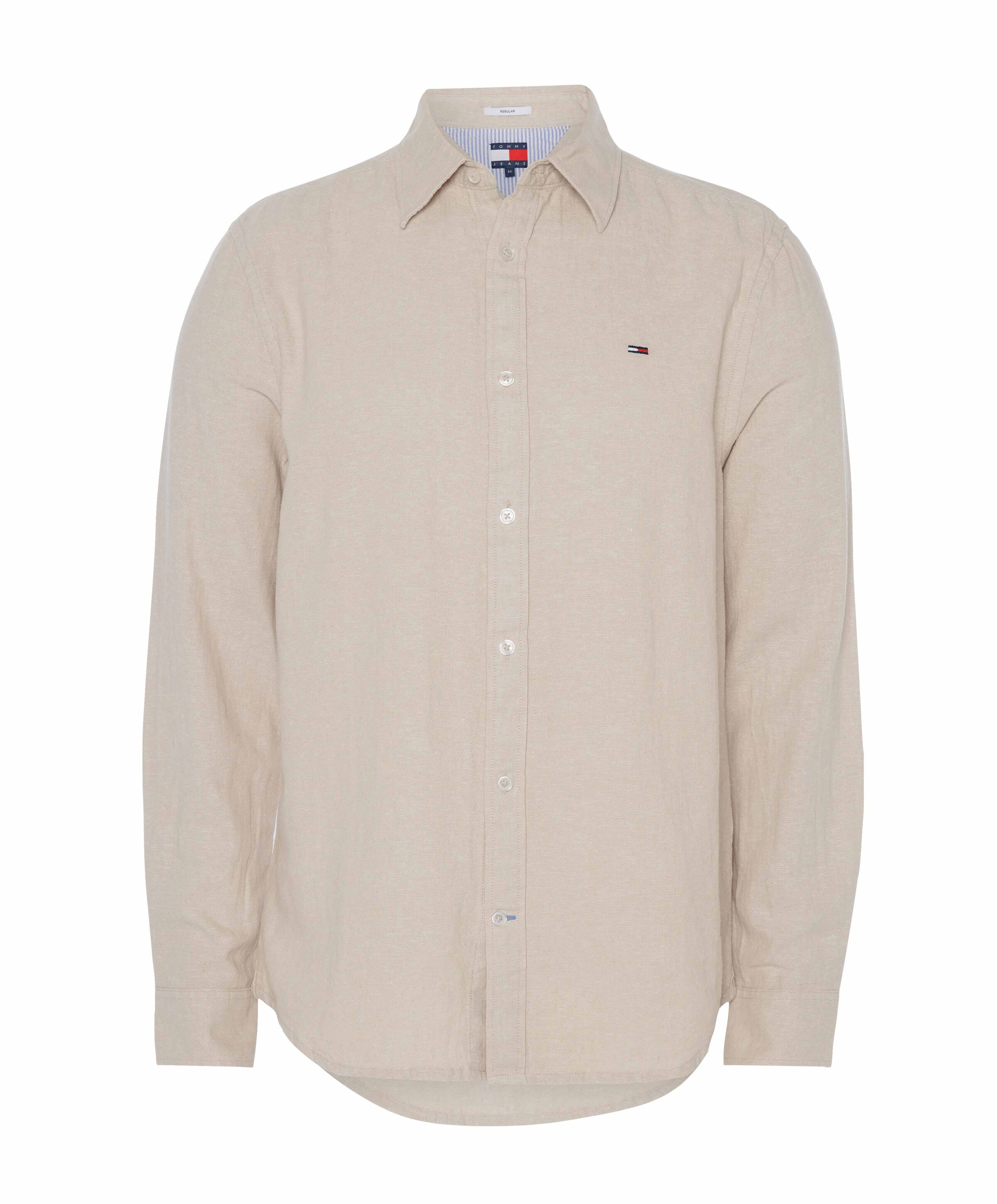 Heren overhemd lange mouw beige