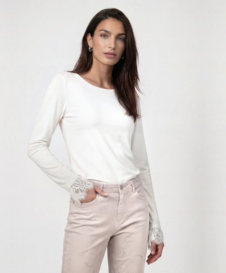 Dames longsleeve ecru