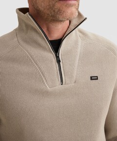 Heren trui met rits beige