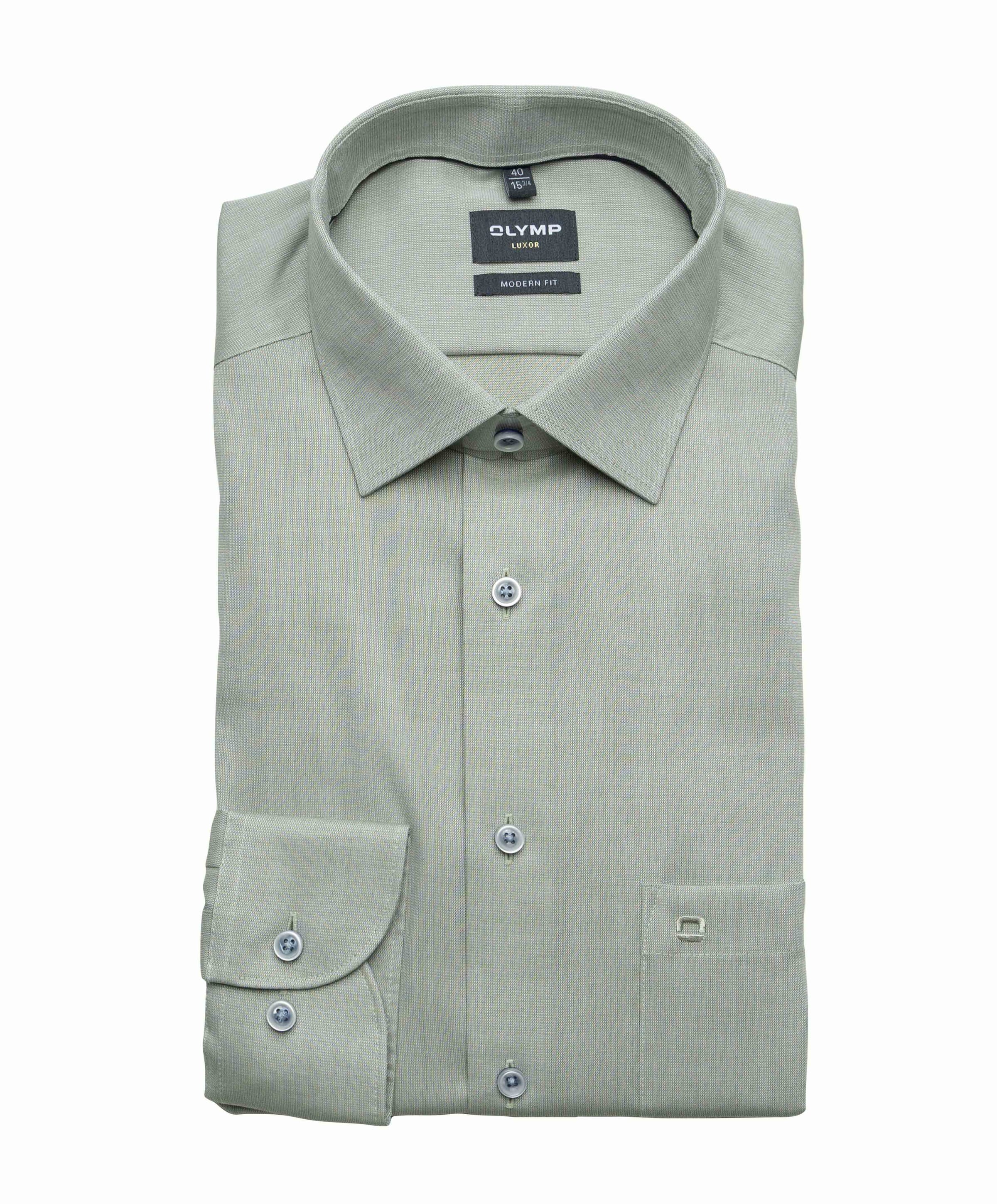 Heren overhemd lange mouw groen