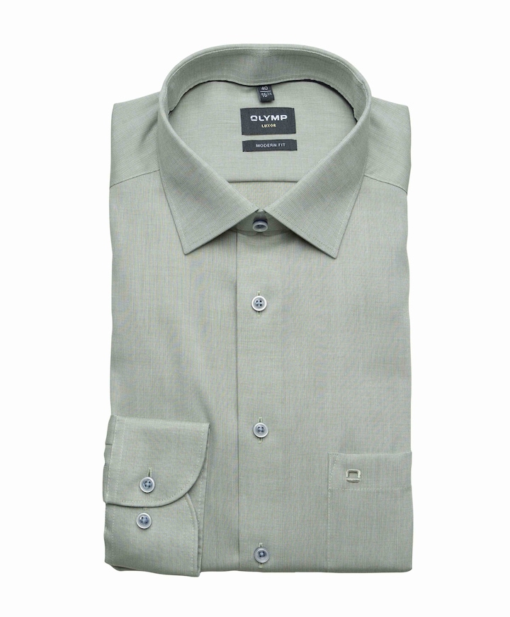 Heren overhemd lange mouw groen