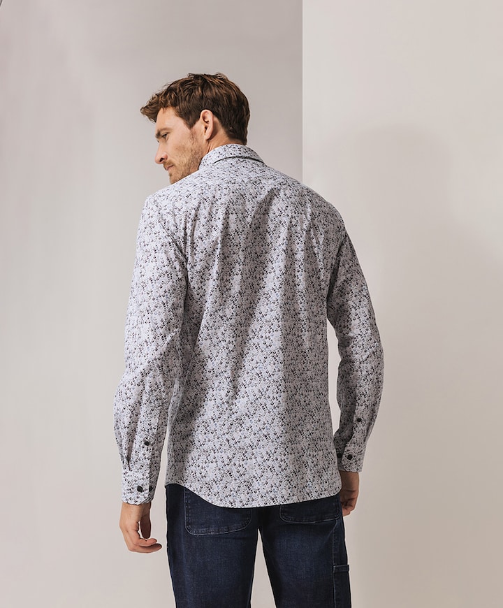 Heren overhemd lange mouw blauw