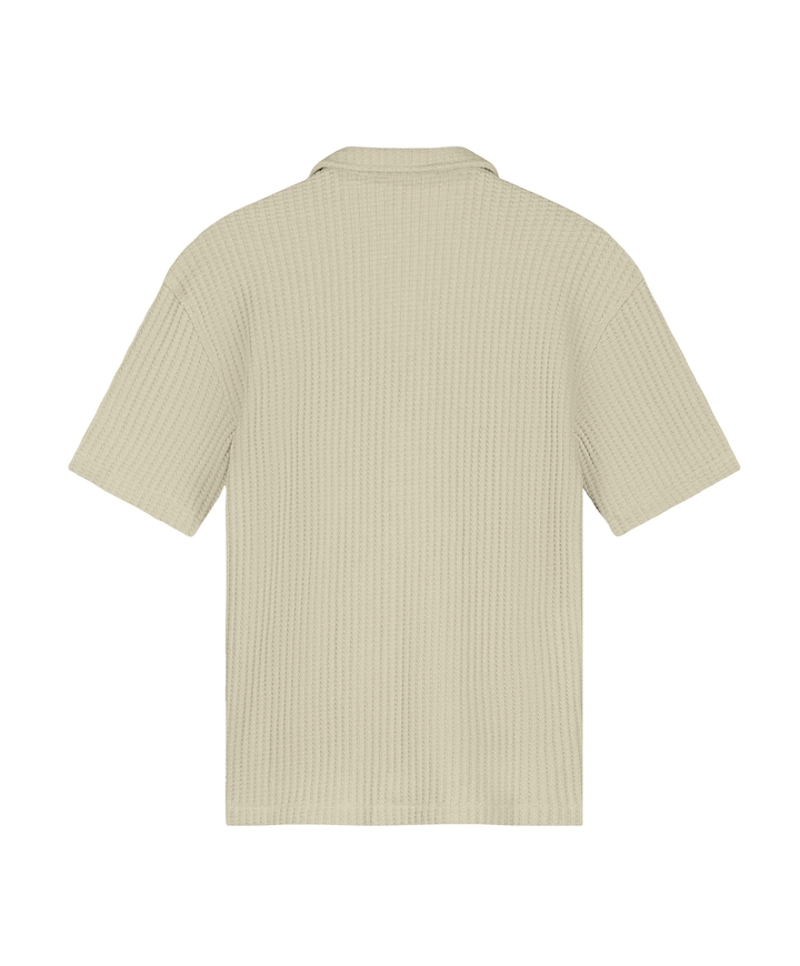 Heren overhemd korte mouw beige