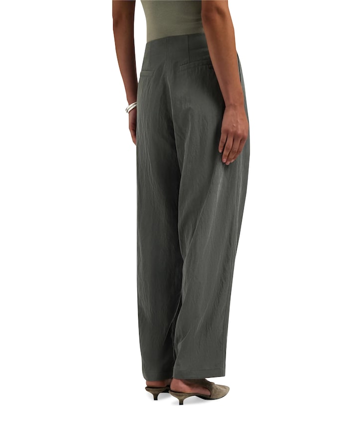 Crinkled barrel leg pant dames broek grijs