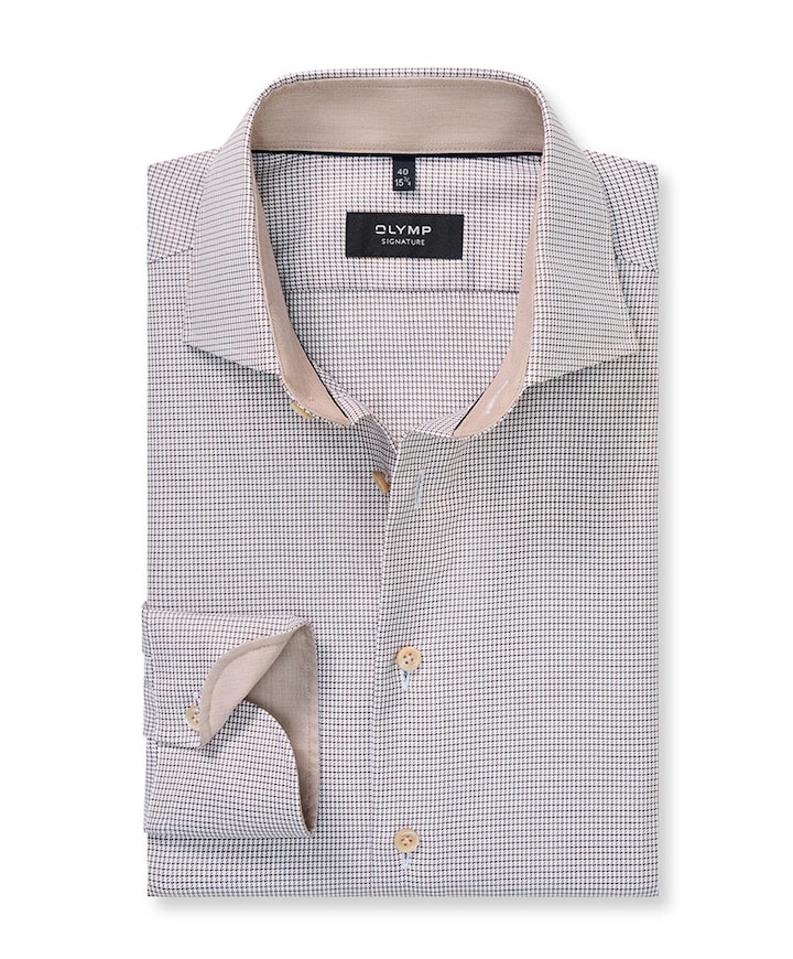 Heren overhemd lange mouw beige