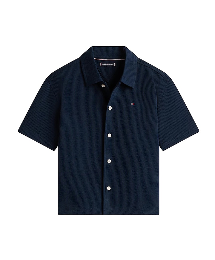 Jongens overhemd korte mouw blauw