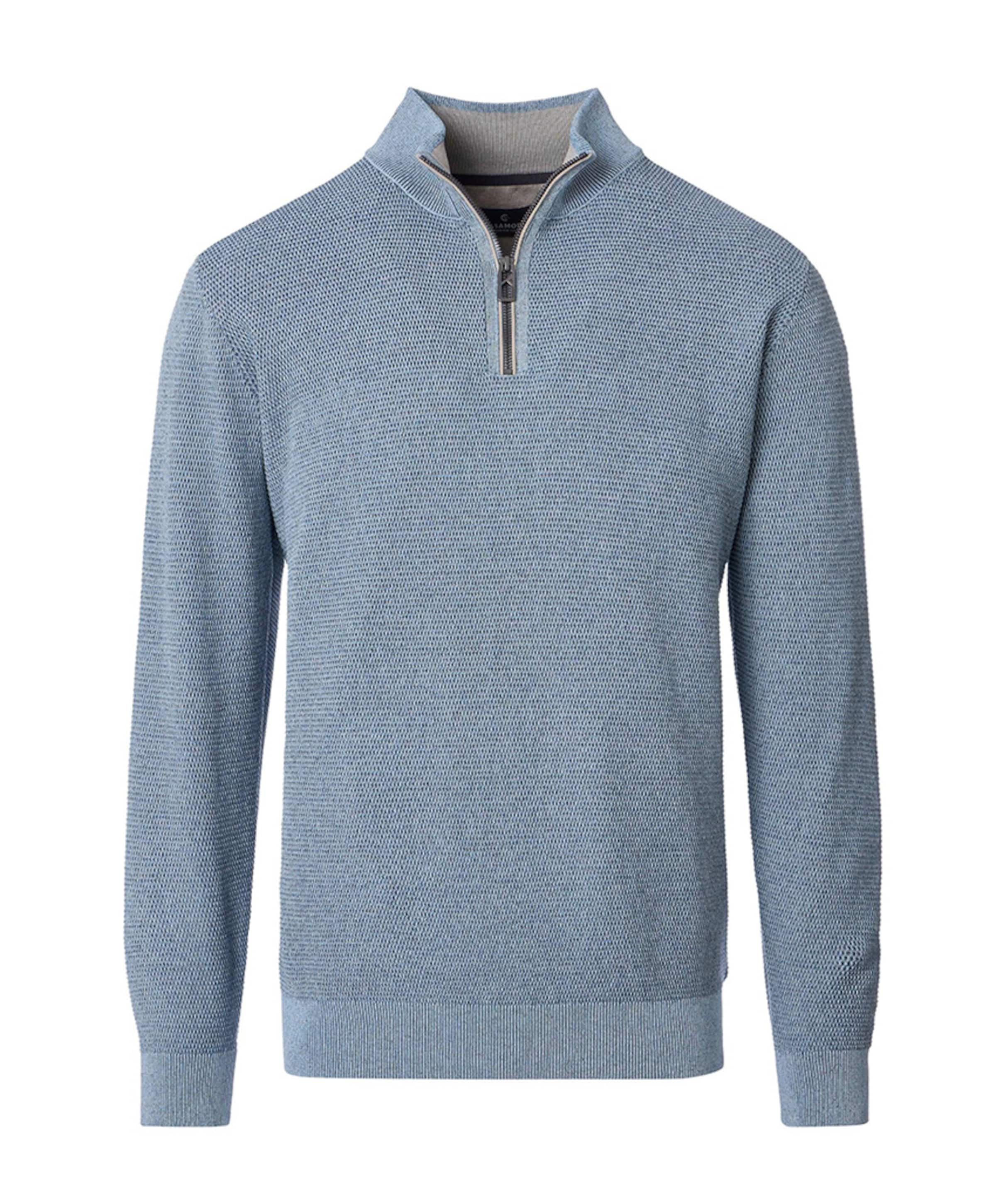 Heren trui met rits blauw