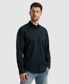 Heren overhemd lange mouw blauw