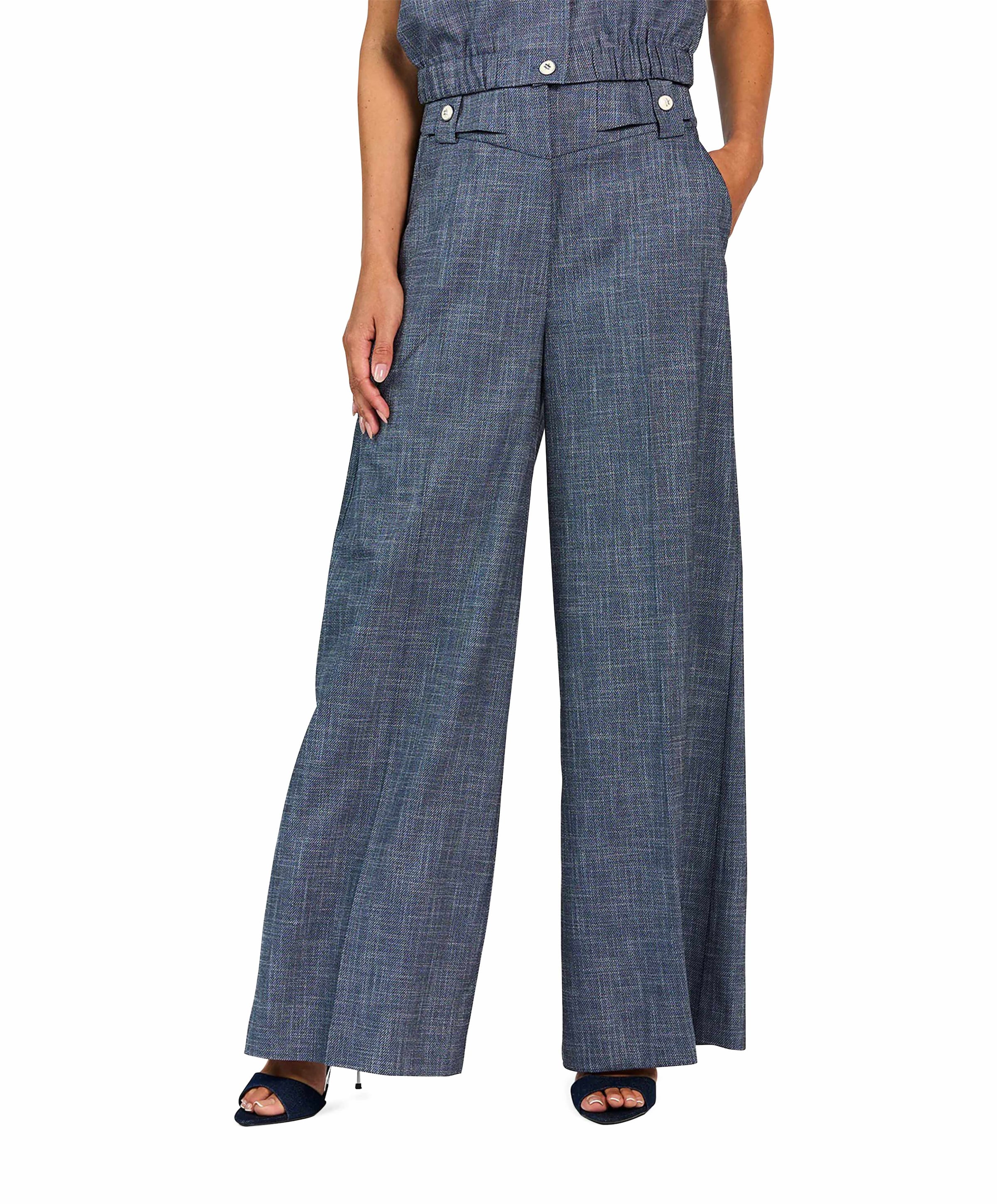 NORE BUTTONS DENIM VIS 368 dames broek blauw