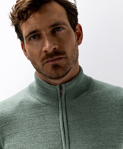 Heren trui met rits groen