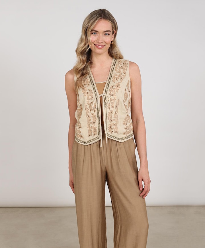 Dames gilet beige