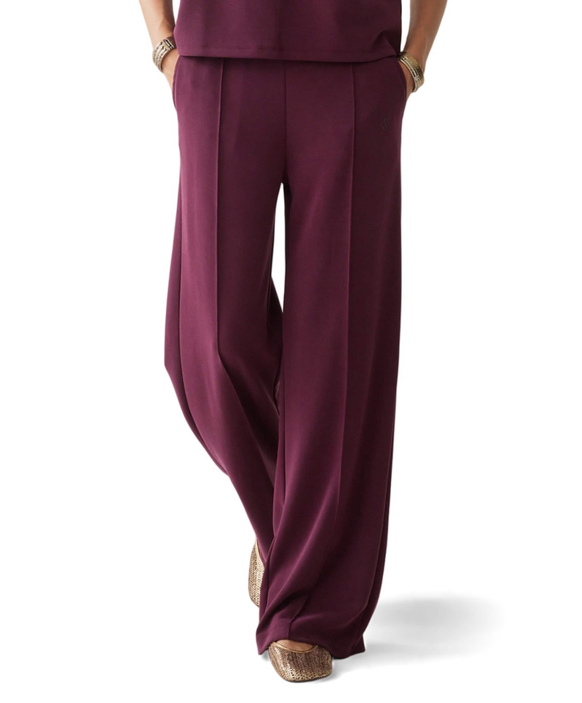 Wide leg Soft scuba dames broek bordeaux