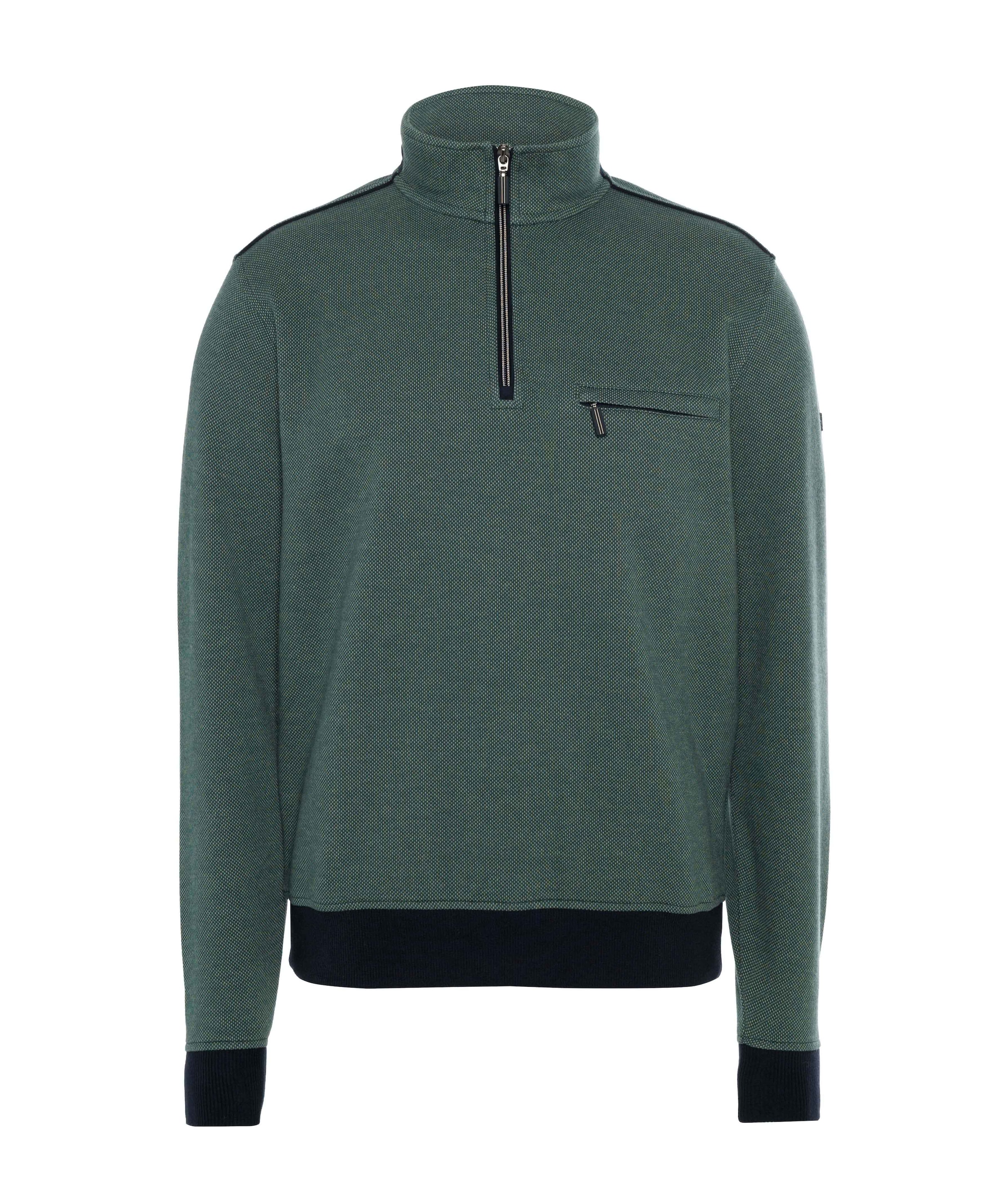 Heren trui met rits groen