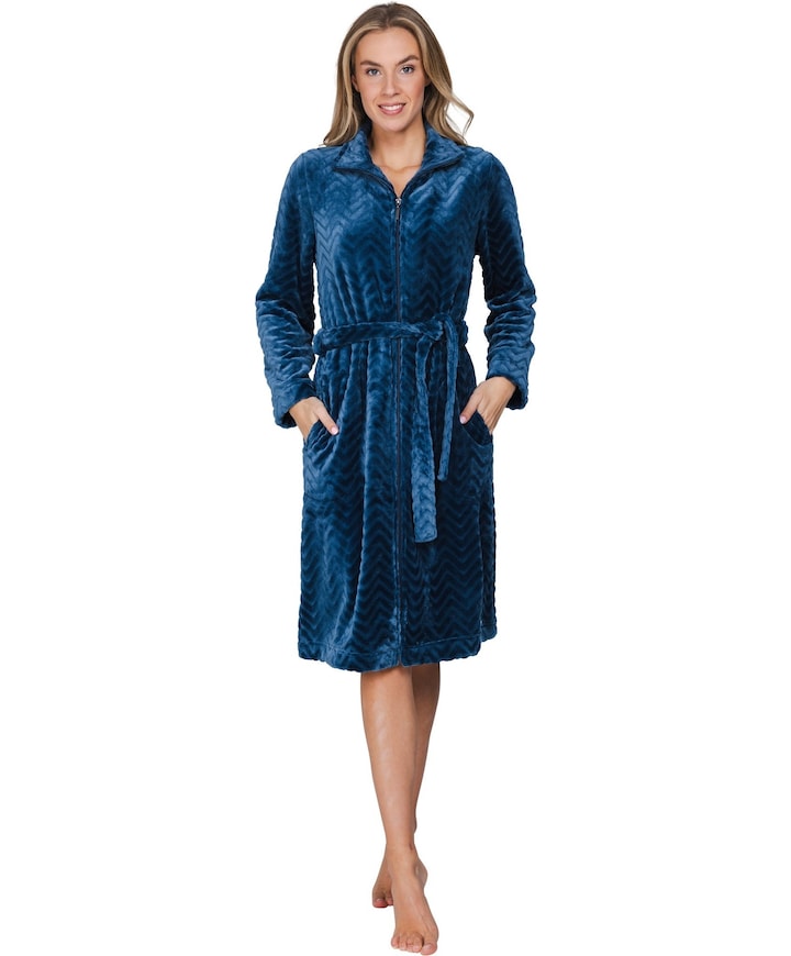 Dames ochtendjas blauw