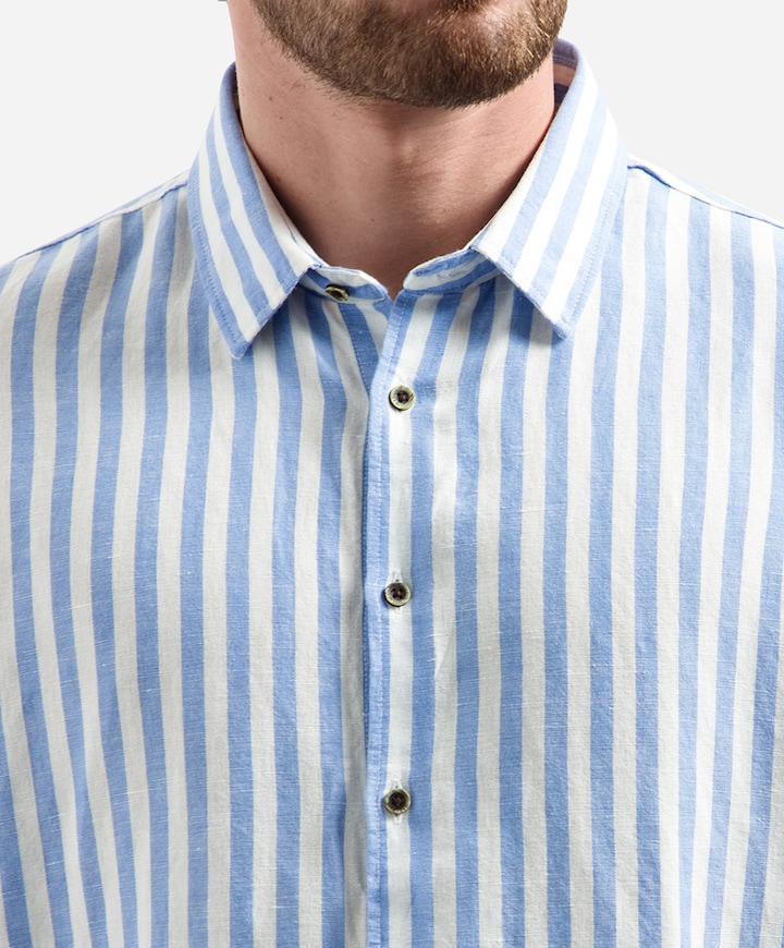 Heren overhemd lange mouw blauw