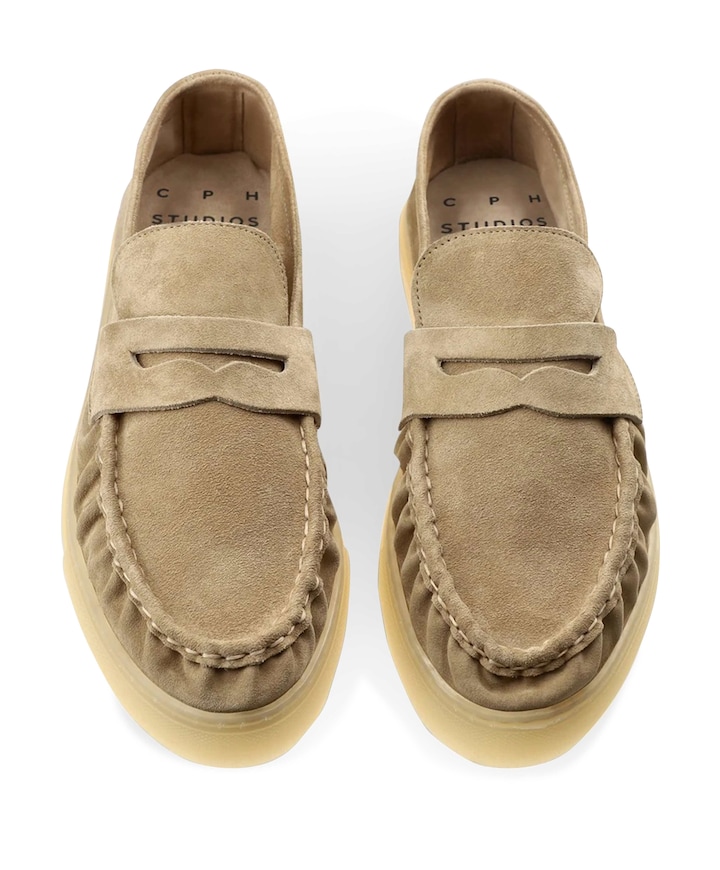 heren moccasins beige