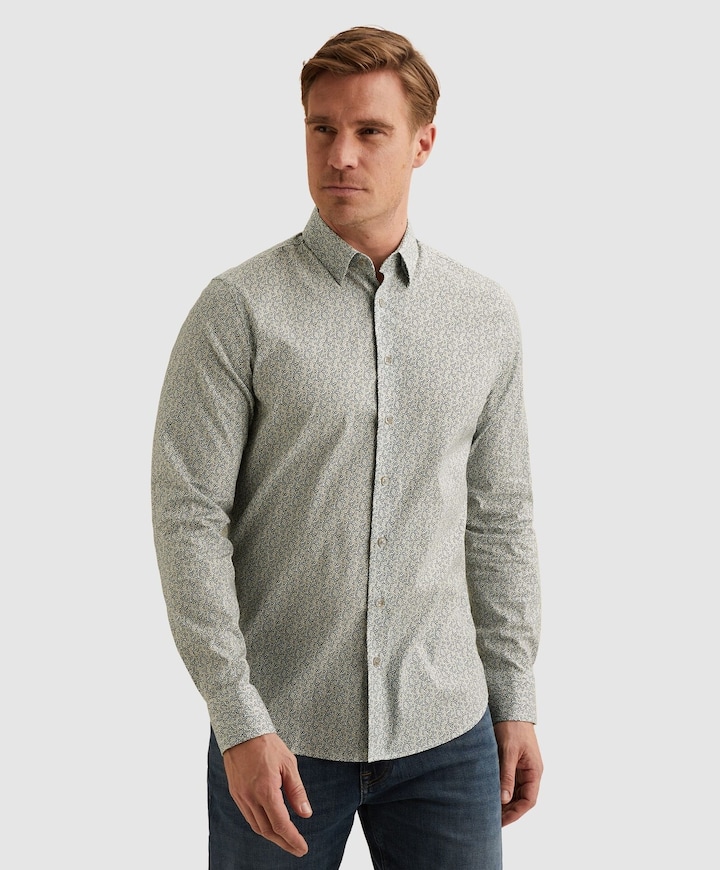 Heren overhemd lange mouw beige