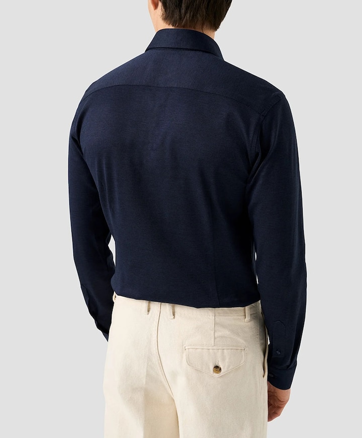 Heren overhemd lange mouw blauw