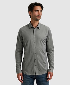 Heren overhemd lange mouw blauw