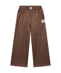 knitted shiny wide leg meisjes broek bruin