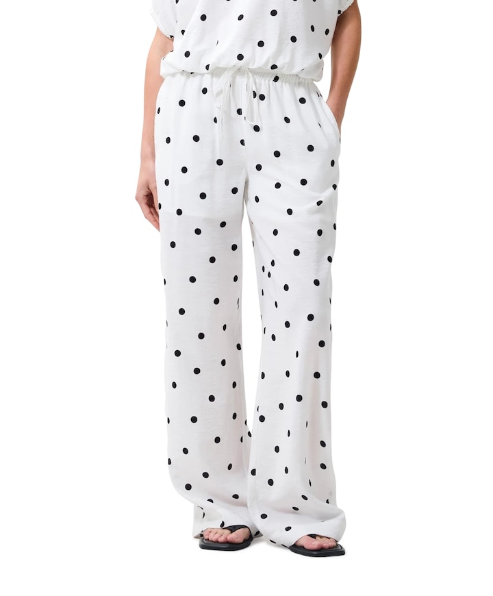 Dotted pull on trousers dames broek ecru