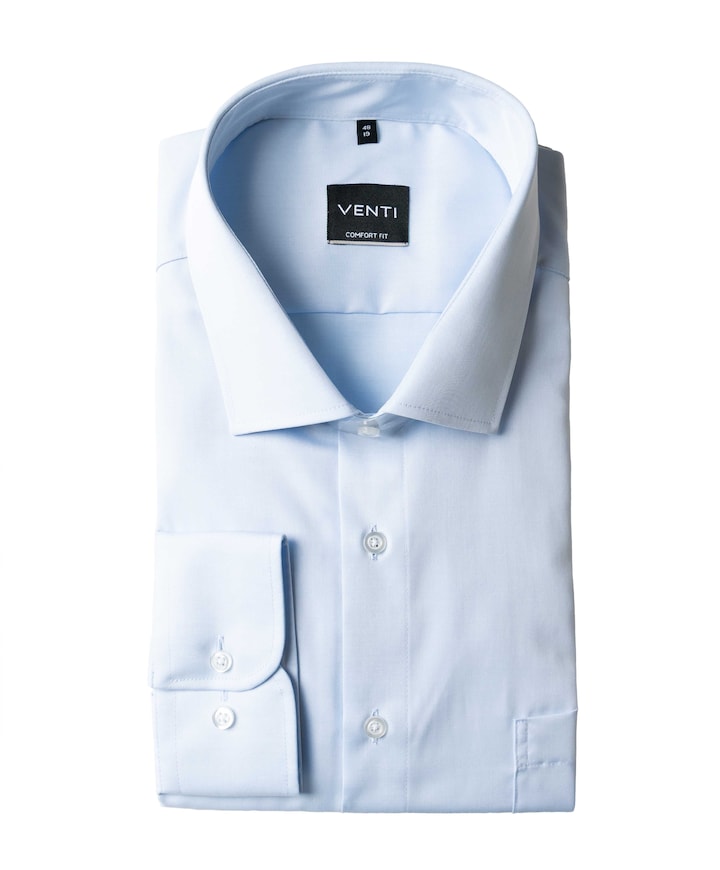 Heren overhemd lange mouw blauw