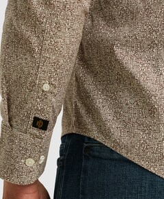 Heren overhemd lange mouw bruin