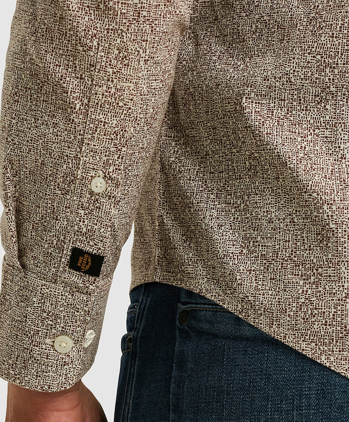 Heren overhemd lange mouw bruin