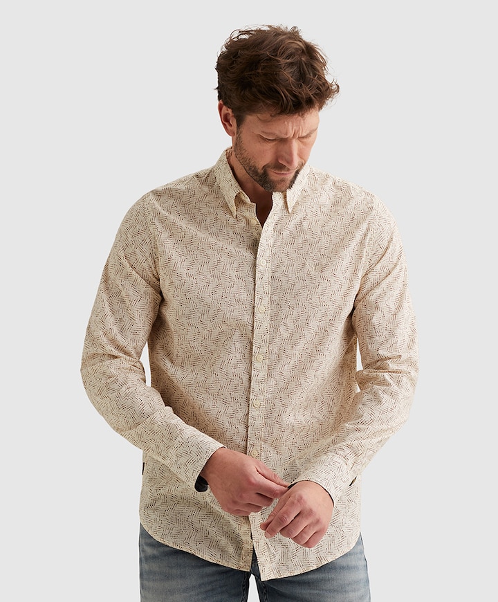 Heren overhemd lange mouw ecru