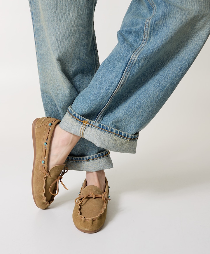 dames mocassins beige