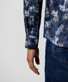 Heren overhemd lange mouw blauw