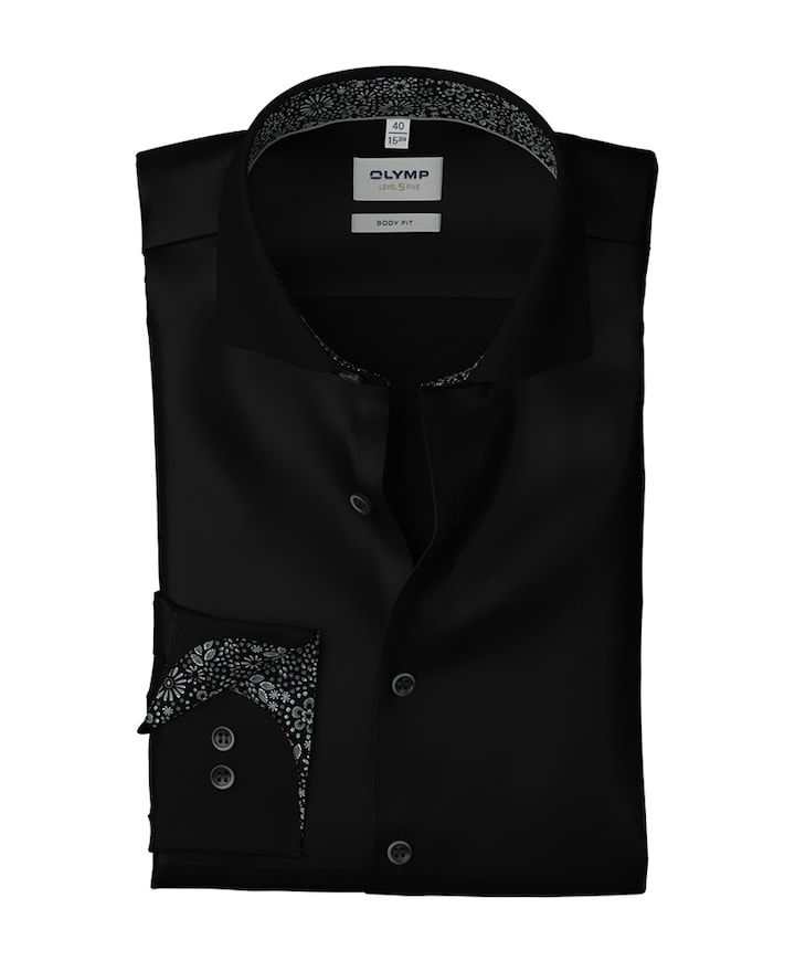 Overhemd extra lange mouw zwart