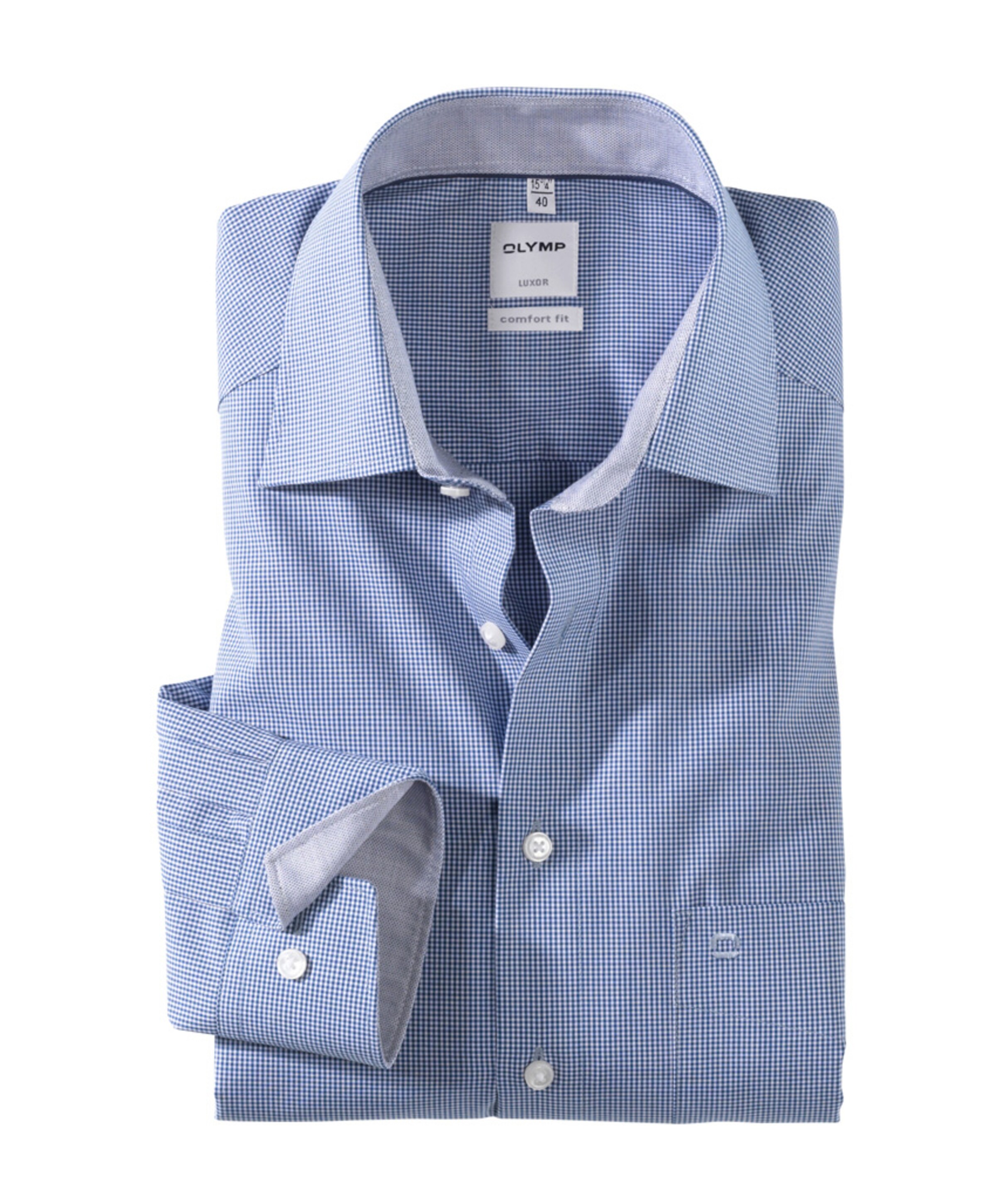 Heren overhemd lange mouw blauw